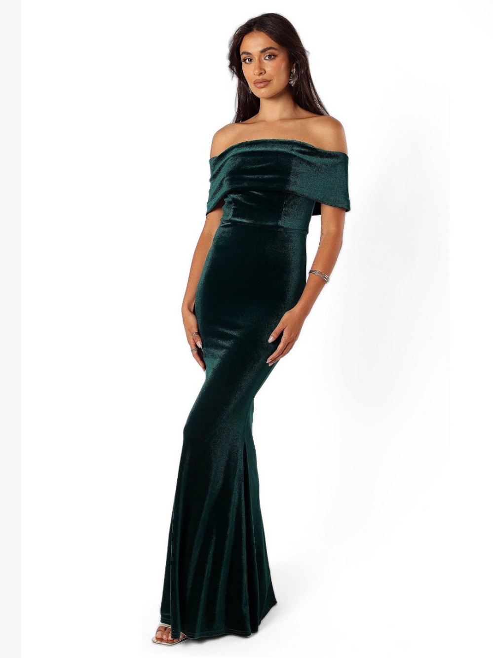 New Petal & Pup Sz Med Women's Adair Off Shoulder Maxi Dress - Emerald Green!